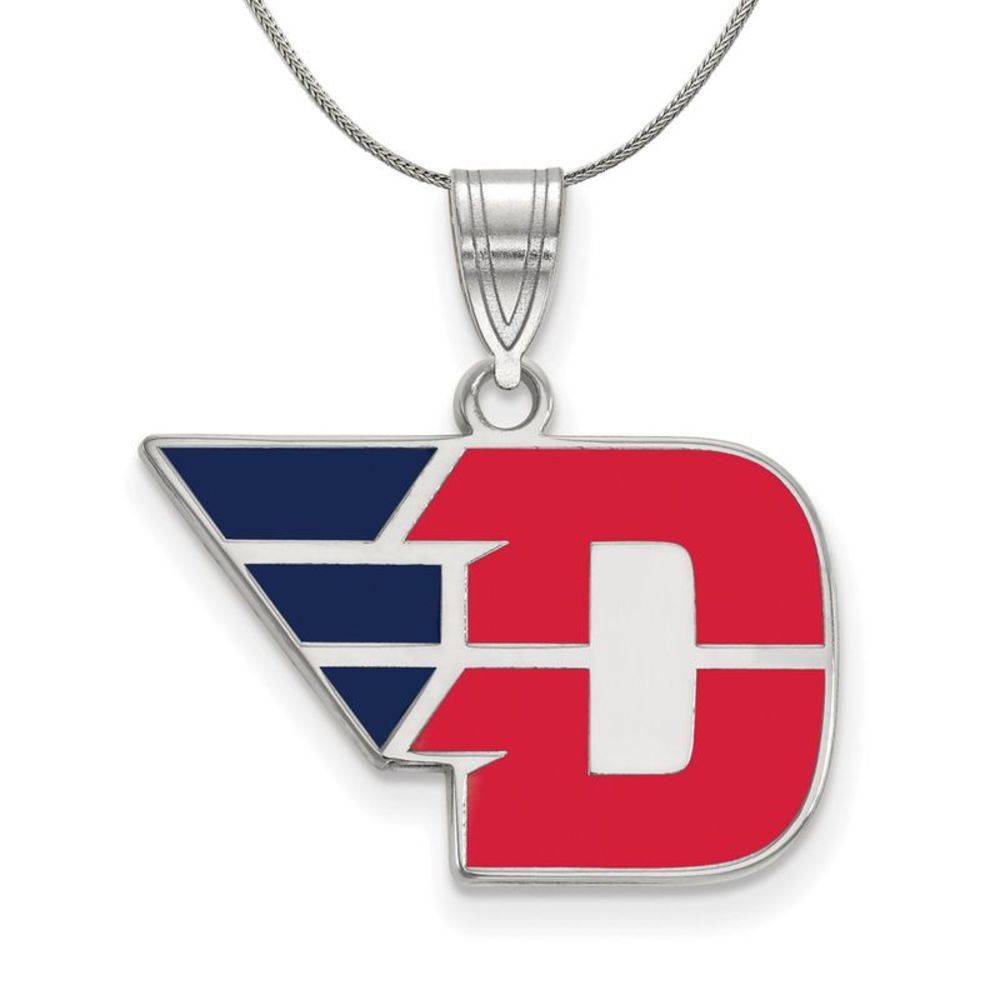 Sterling Silver U. of Dayton Medium Enamel Necklace - 20 Inch
